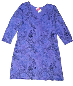 FRESH PRODUCE XL Peri BLUE WAVERLEY SWIRL $79 DALIA POCKETS 3/4 Dress NWT XL