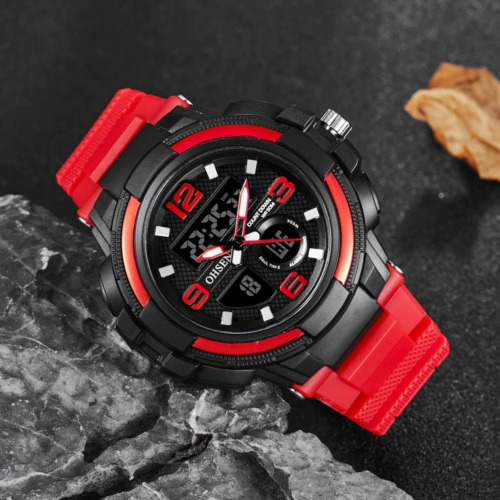 OHSEN digital Quartz Men wristwatch Stopwatch LED Dual time