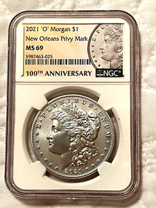 2021-O NGC MS69 Morgan Silver Dollar New Orleans Privy Mark 100th anniversary
