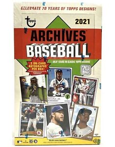 Hobby Box 2021 Topps Archives Factory Sealed of 24 Packs of 8 Cards 2 Autographs