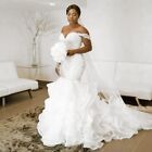Mermaid Wedding Dresses Lace Beads Pearls Ruffle Off The Shoulder Bridal Gowns