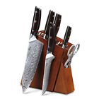 7Pcs TURWHO Chef Knife Japanese VG10 Damascus Steel Kitchen Cook Knife Block Set