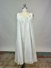 Antique Edwardian White Cotton Slip Dress Nightgown Embroidery Lace Trim AS IS