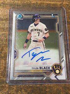 2021 Bowman Chrome Draft Tyler Black Auto Non Refractor Brewers 1st Prospect RC