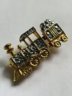 Steam Engine vintage Rhinestone brooch/pin gold plated May Sale!