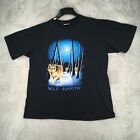 Vintage Human-I-Tees T Shirt Mens 2XL Black Short Sleeve Wild Earth Wolf Graphic
