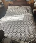 White Crochet Full or Queen Bedspread Counterpane Coverlet