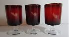 3- VTG RUBY RED WINE SHERRY/PORT GLASSES GOBLETS FRANCE LUMINARC