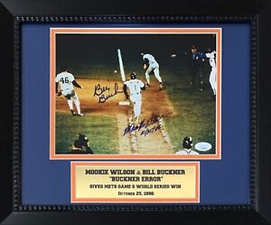 Mookie Wilson Bill Buckner Autographed 1986 World Series Error Framed 8x10 Photo