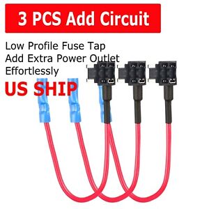 3X Pack 12V Car Add Circuit Fuse Tap Adapter Mini Low Profile Blade Holder