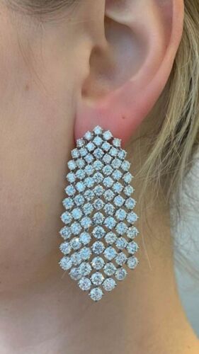 Adstar Diamond Dangle Earrings 925 Sterling Silver Handmade Auction Jewelry