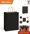 New Listing50-Count Eco-Friendly Kraft Paper Gift Bags - Black, Customizable Handles