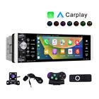 Single 1Din Apple/Android Carplay Car Stereo Radio Bluetooth Touch AM/RDS Camera