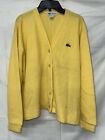 Vintage Izod Lacoste Sweater Mens 42 Cardigan Acrylic V Neck Yellow Grandpa
