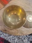 Vintage Small Lidded Brass Rice Bowl Incised Art and Symbols