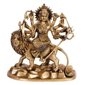 Brass Maa Durga Idol Sitting On Lion Ma Sherwali Murti Vaishno Devi Statue