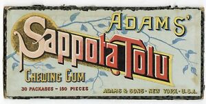 Antique Adams' Sappota Tolu CHEWING GUM Box Lid with Inside Graphic