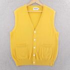 Guideboat Company Sweater Vest Mens Large Yellow Lightweight Silk Blend Cardigan