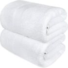 Bath Towels Cotton Large 30x56 White 2-Pk Luxury Highly Absorb Bath Beach Spa