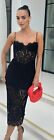 Bardot Black Lace Midi Corset Dress Wedding, Races, Prom, Holiday Size 12...