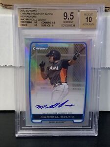 New Listing2012 Bowman Chrome Marcell Ozuna Auto Refractor /500 BGS 9.5 Gold Label Braves