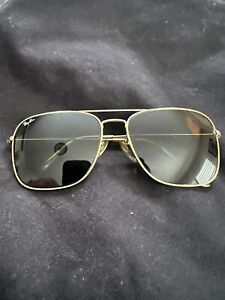 Vintage RAY-BAN B&L Explorer 58mm Gold Green Square Aviator Sunglasses USA