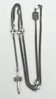 King Baby Studio Sterling Silver Dagger and MB Cross  Curb Link Necklace