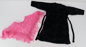 Vintage My Twinn Doll Black Velvet Scroll Accent Dress Pink Fringe Shawl Retired