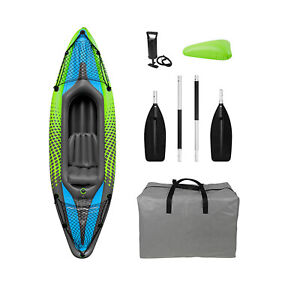 EliteShield 1 Person Solo Inflatable Kayak Includes Aluminum Paddles, Air Pump
