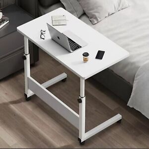Laptop Desk Cart Height Adjustable Rolling Over Bed Hospital Table Stand White