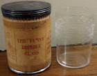 Antique Funny Dribble Glass Etched Novelty Trick Gag in Original Tin 1900's