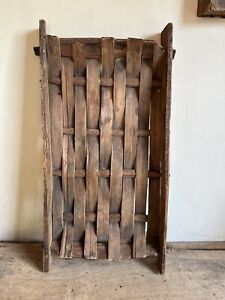 RARE Small Early Antique Splint Drying Basket Flat Tray Patina ￼