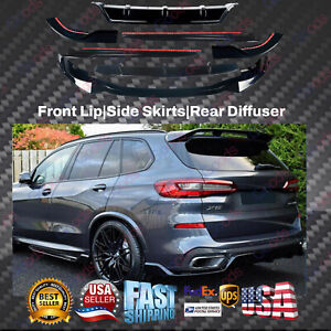 For 2019-23 BMW X5 G05 Gloss Black Body Kit Front Lip Side Skirts Rear Diffuser