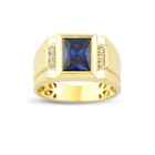 14K Real Gold Men's Ring Blue Stone - Best Gold Rings For Men - 14K Gold