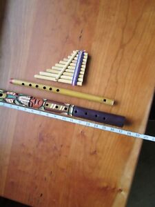 3 Vintage  Wood American Indian flutes