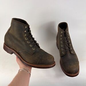 Chippewa LLBean Katahdin Iron Works mens 12 D Engineer cap boots brown leather