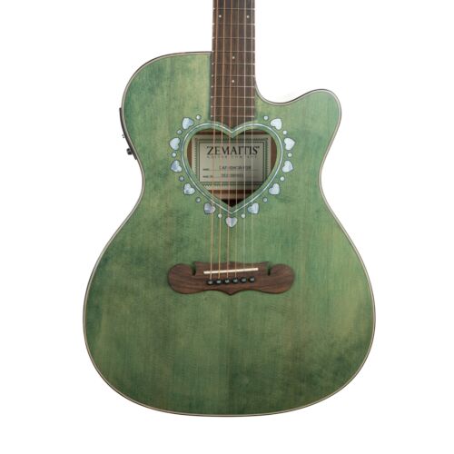 Zemaitis acoustic electric cutaway guitar CAF-80HCW-FGR forest green NOS with gi