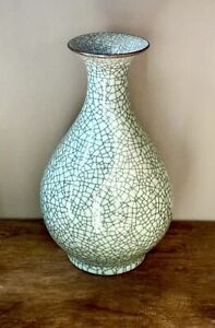 New ListingVintage Chinese Art Porcelain Song Dynasty Crackle Celadon 14 Inch Vase