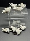 Vintage White Birds Christmas Ornaments Lot Of 8 Miniature  Glittered Dove Clips