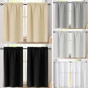 2 PC Privacy Blackout Cafe Tiers Curtains Short Curtain Panels Rod Pocket