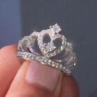 Women Crown Jewelry 925 Silver Ring Cubic Zircon Wedding Ring Sz 6-10