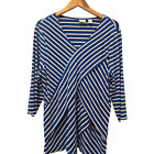 Chico's blue and white diagonal diagonal layered top size 2