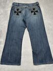 Guess Jeans Mens 40x30.5 Blue Wide Leg Baggy Skater Flap Pockets Y2K Hip Hop 90s