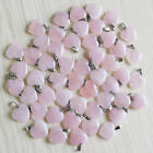 Natural Rose Quartz Crystal Heart Pendant Chakra Healing Gemstone 50pcs 20mm