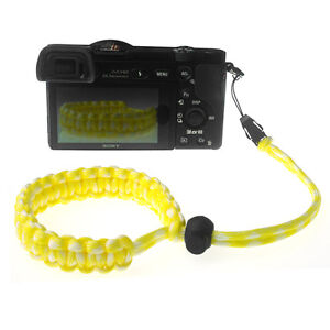 Yellow/White Quick Release Braided 550 Paracord Adjustable Camera Wrist Strap