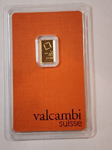 1 Gram Valcambi Suisse .9999 Fine Gold Bar in Orange Assay Card, One of the Best