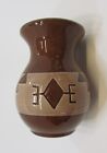 New Listing1990's USA Handcrafted Hand Decorated Pictograph Brown Studio Pottery 4.5