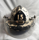 Vtg Fire Co Fire Department Fireman Painted Helmet EMFD #15 Plectron Shield