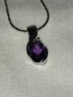 Amethyst pendant necklace, marked 10k on pendant, 18k GP on chain