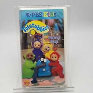 Teletubbies Funny Day PBS Kids VHS Tape White Hard Case HTF Rare